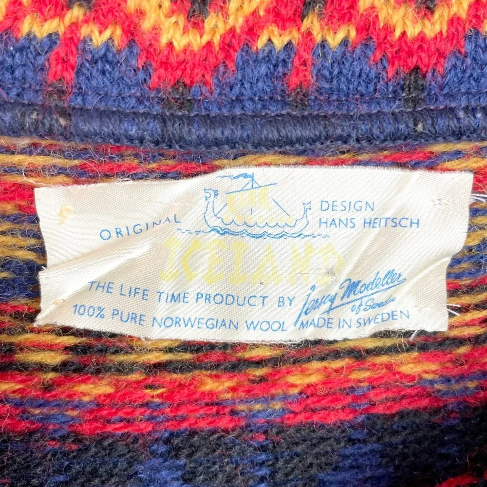 Vintage‎ Hans Heitsch Fair Isle Sweater Sz Medium Jersey Modeller Sweden Striped